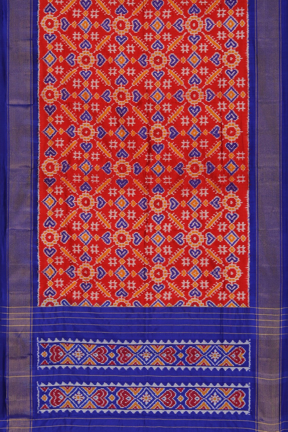 Image of Pochampally Ikat Silk Red Dupatta