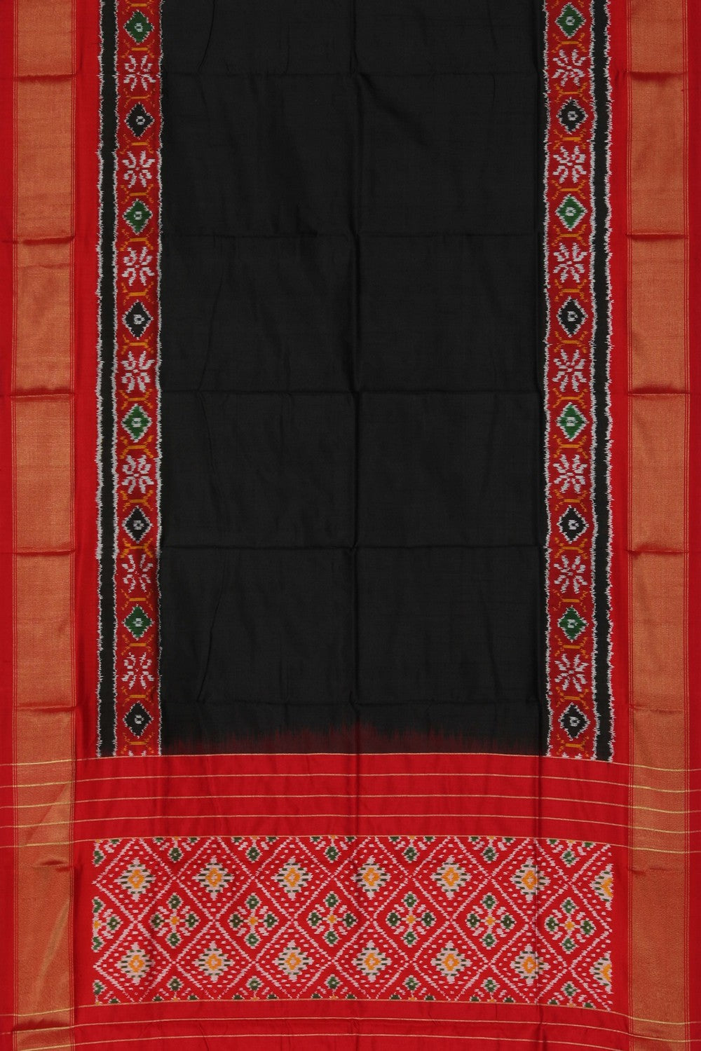 Image of Pochampally Ikat Silk Black Dupatta