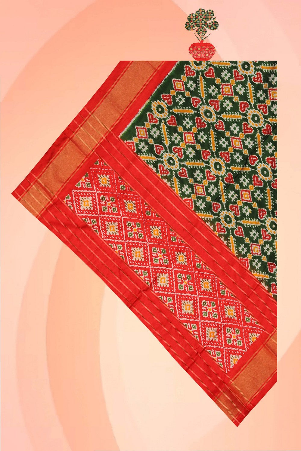 Pochampally Ikat Silk Green Dupatta