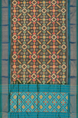 Image of Pochampally Ikat Silk Grey Dupatta