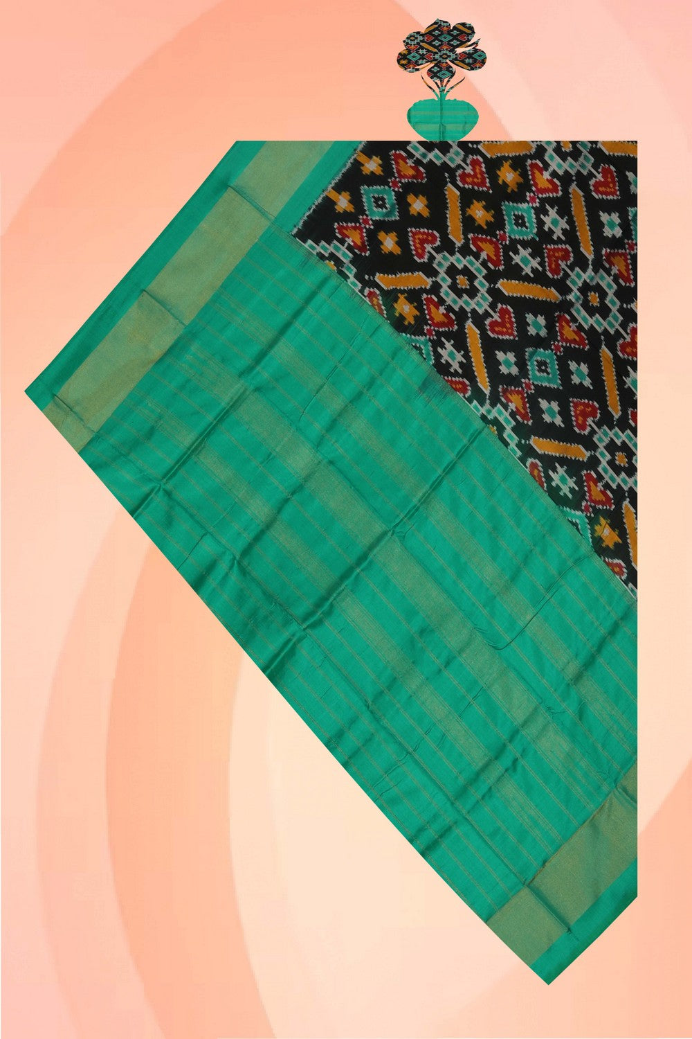 Image of Pochampally Ikat Silk Black Dupatta