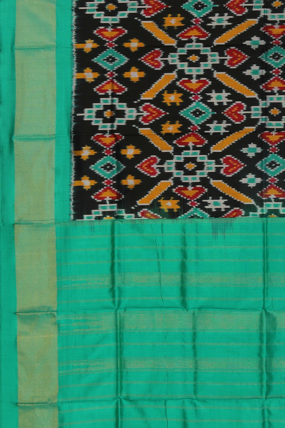 Image of Pochampally Ikat Silk Black Dupatta