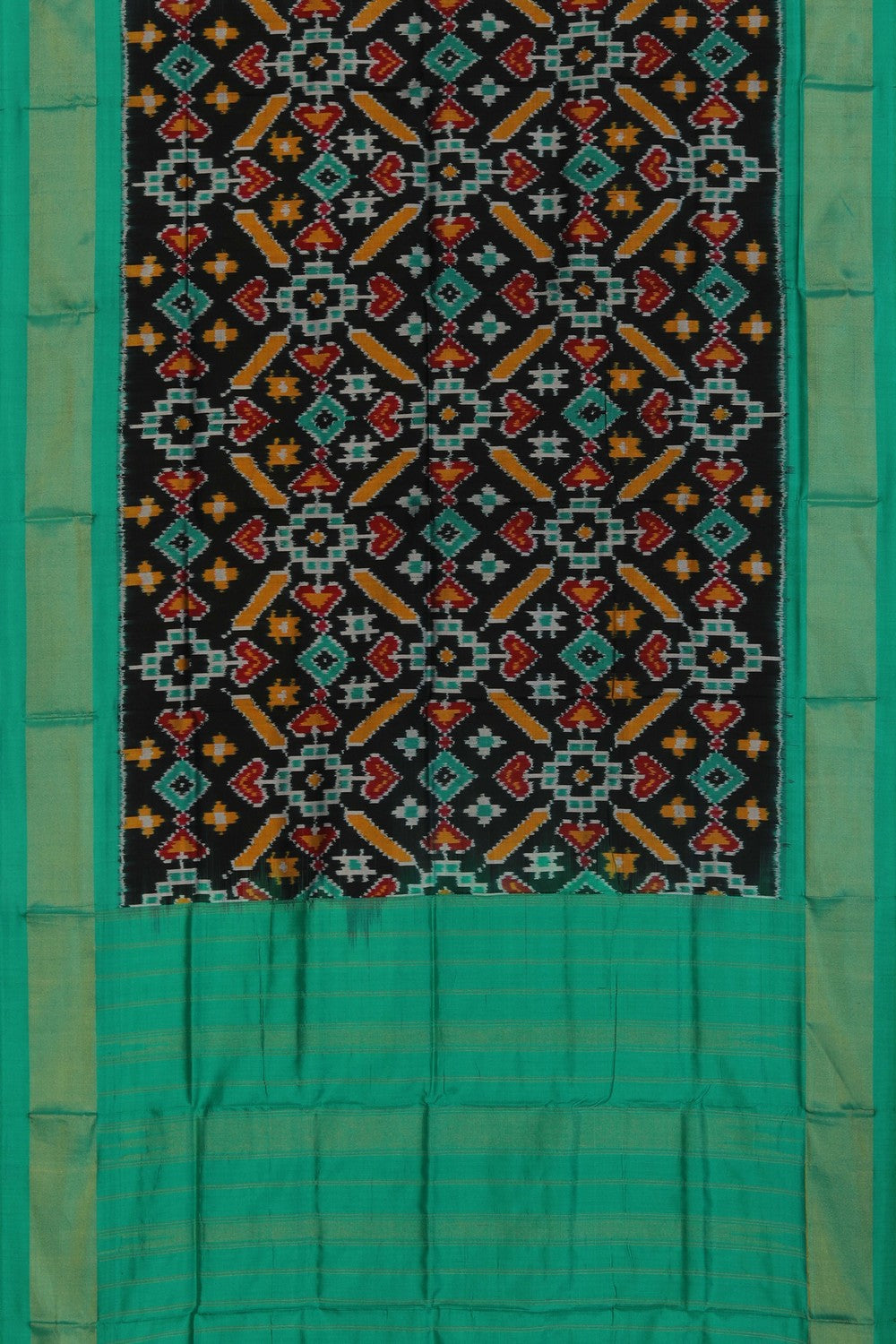 Image of Pochampally Ikat Silk Black Dupatta