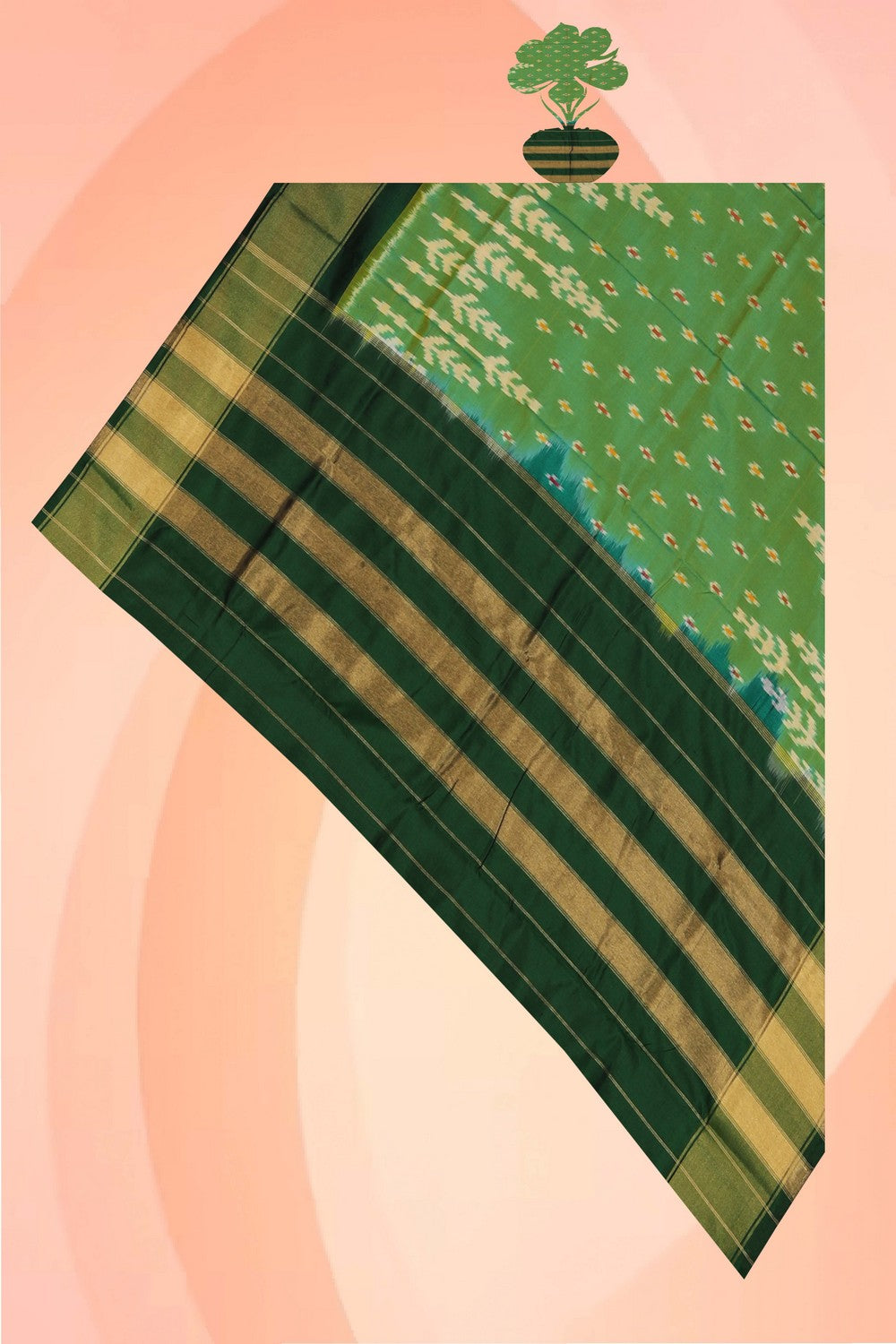 Pochampally Ikat Silk Green Dupatta