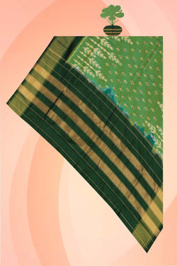 Image of Pochampally Ikat Silk Green Dupatta
