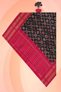 Image of Pochampally Ikat Silk Black Dupatta