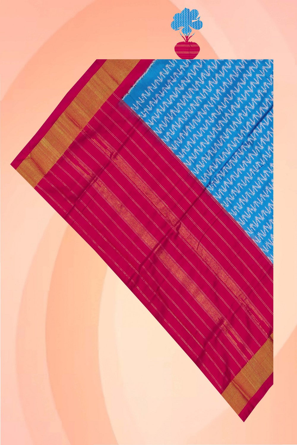 Image of Pochampally Ikat Silk Blue Dupatta