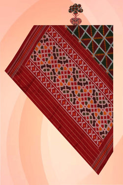 Image of Pochampally Ikat Silk Green Dupatta