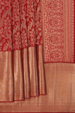 Image of Kanchipattu Tissue Brocade Red Saree
