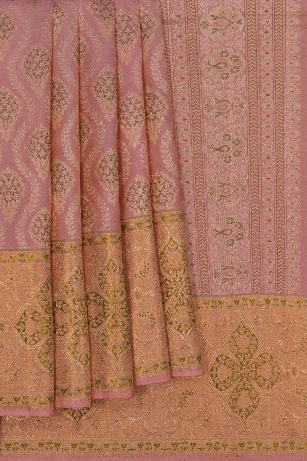 Kanchipattu Brocade Coral Pink Saree