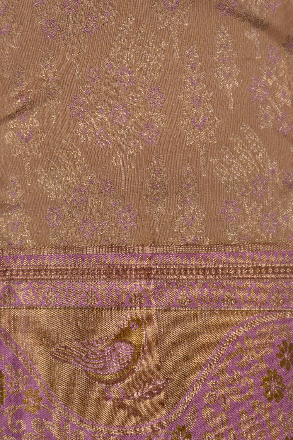 Image of Kanchipattu Brocade Gold Beige Saree