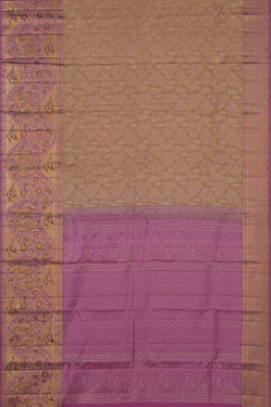 Image of Kanchipattu Brocade Gold Beige Saree