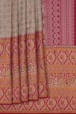 Image of Kanchipattu Brocade Coral Beige Saree