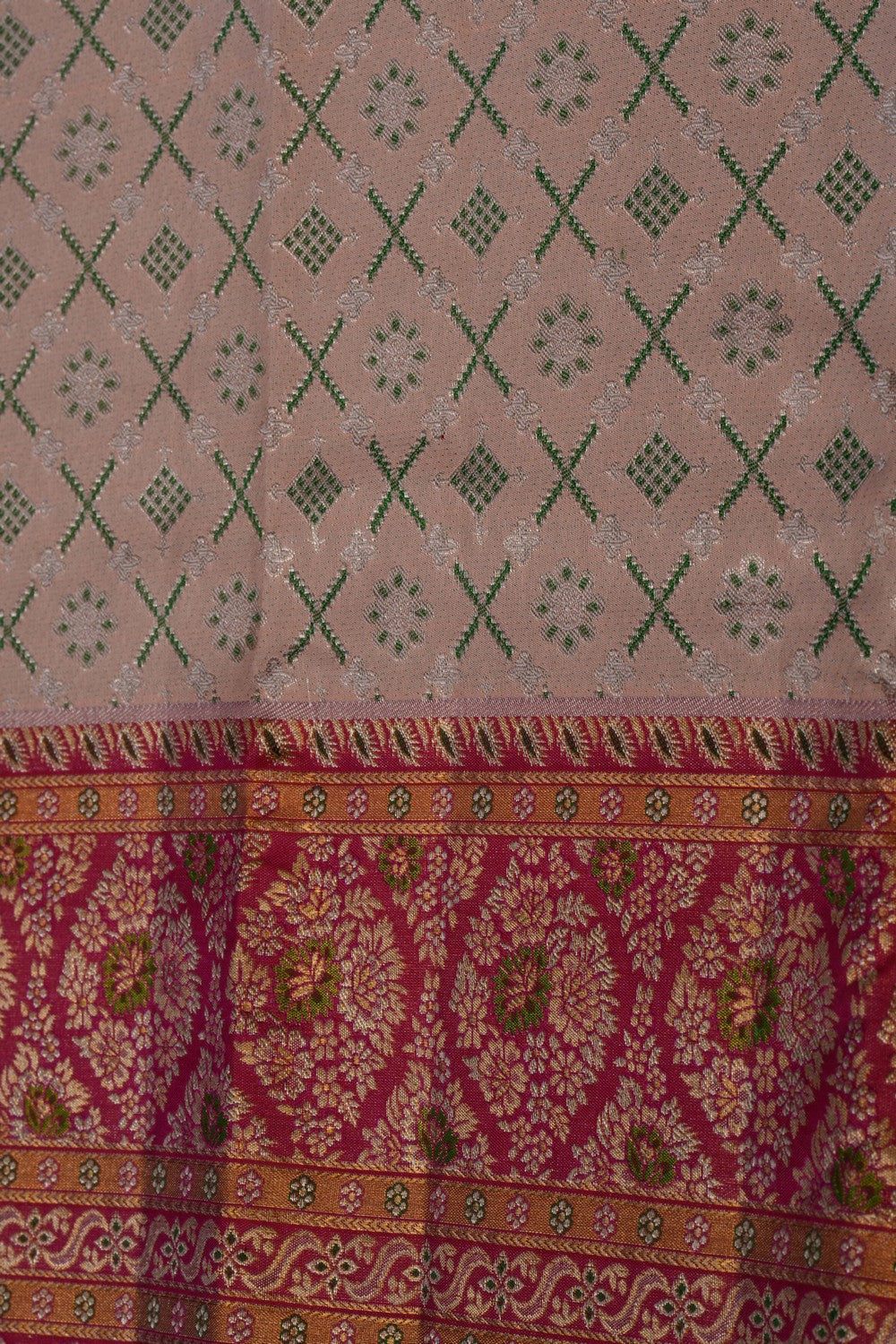 Kanchipattu Brocade Coral Beige Saree