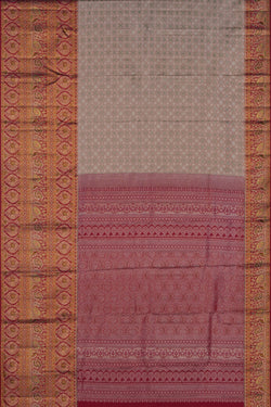 Image of Kanchipattu Brocade Coral Beige Saree