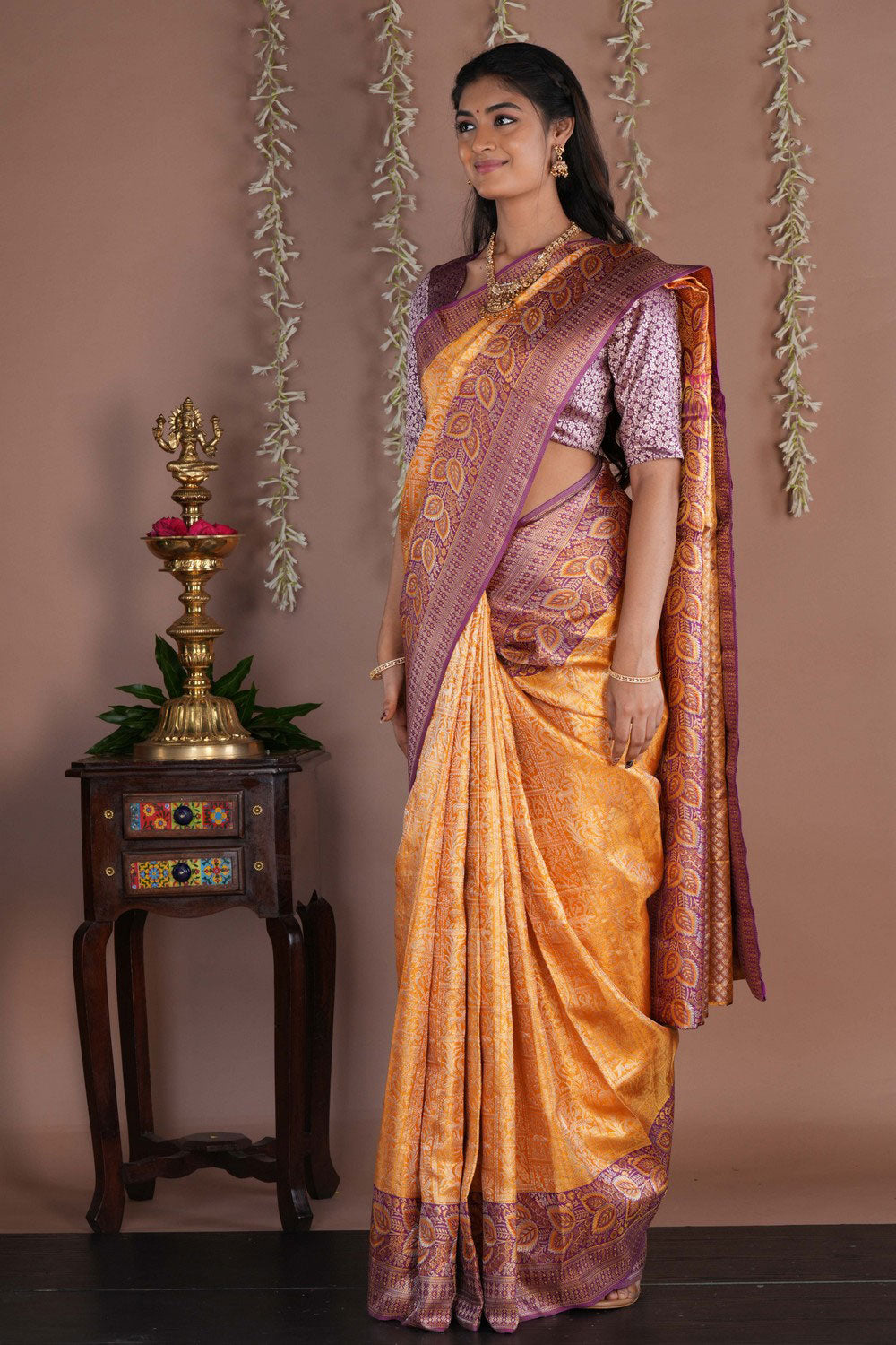 Image of Kanchipattu Brocade Gold Saree