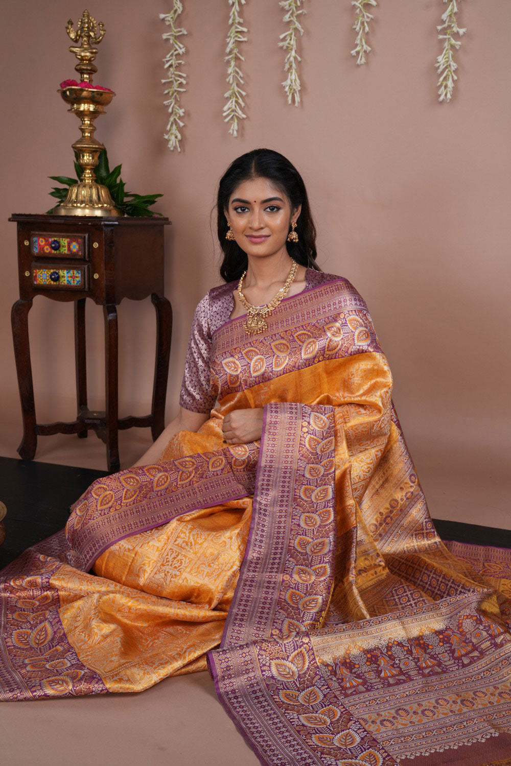 Image of Kanchipattu Brocade Gold Saree