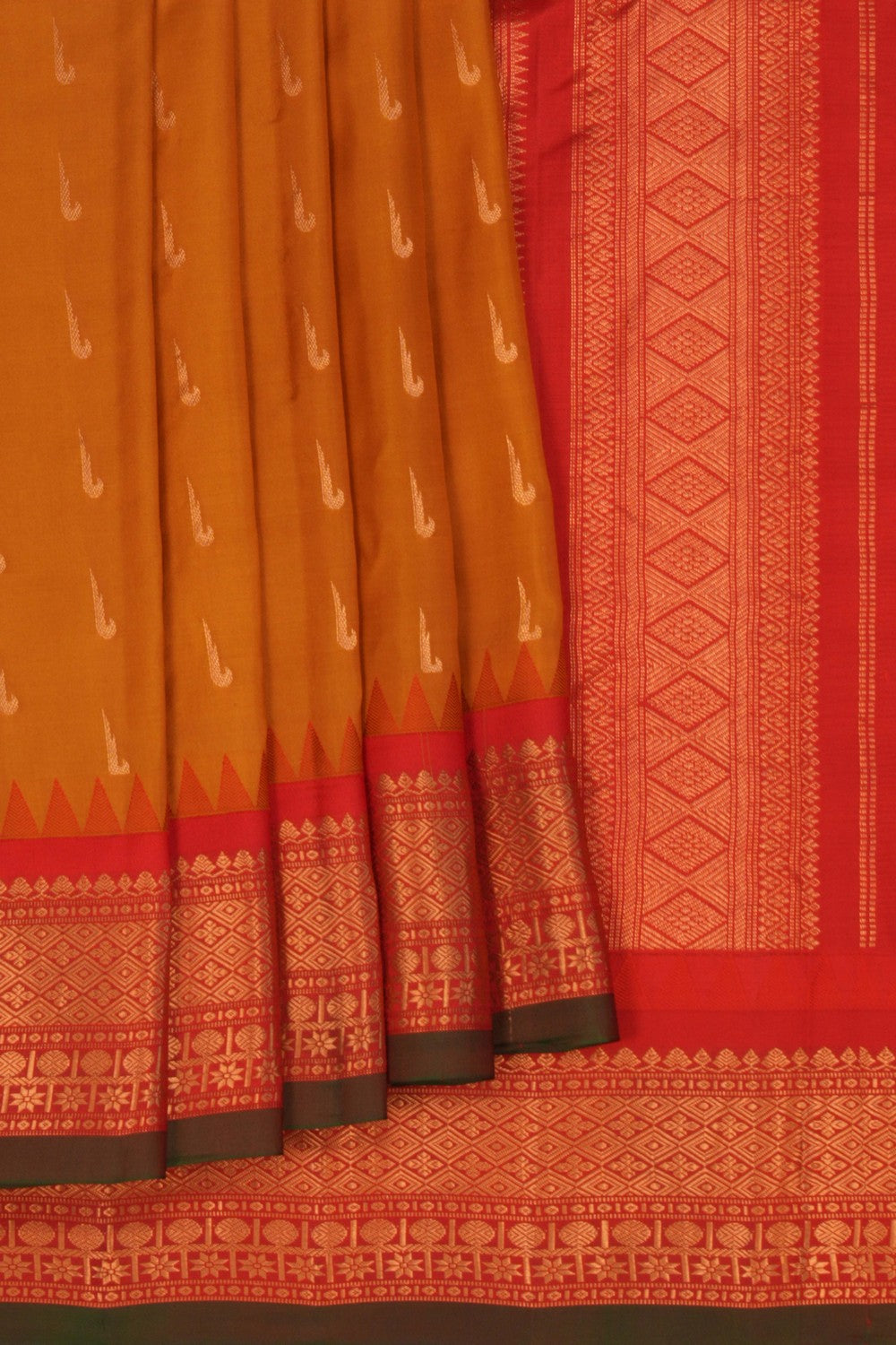 Image of Gadwal Silk Mustard Saree