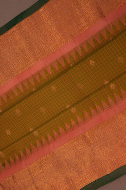 Image of Gadwal Silk Kattam Green Saree