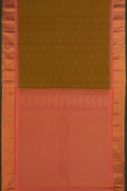Image of Gadwal Silk Kattam Green Saree
