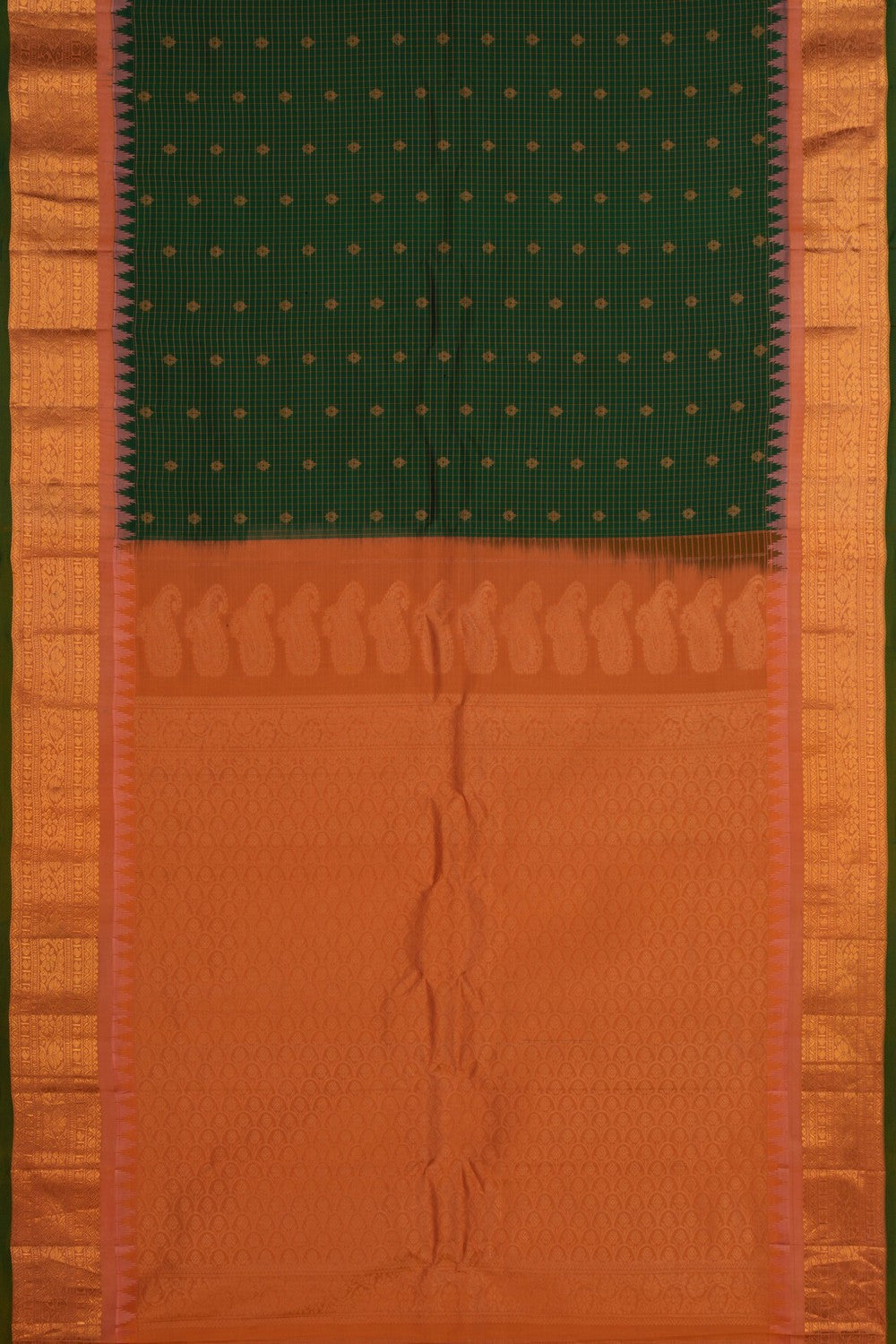 Gadwal Silk Kattam Green Saree