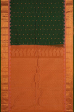 Image of Gadwal Silk Kattam Green Saree