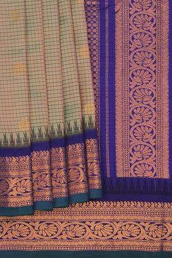 Image of Gadwal Silk Kattam Green Saree