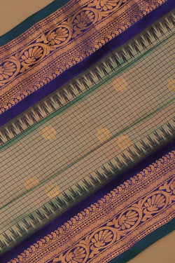Image of Gadwal Silk Kattam Green Saree