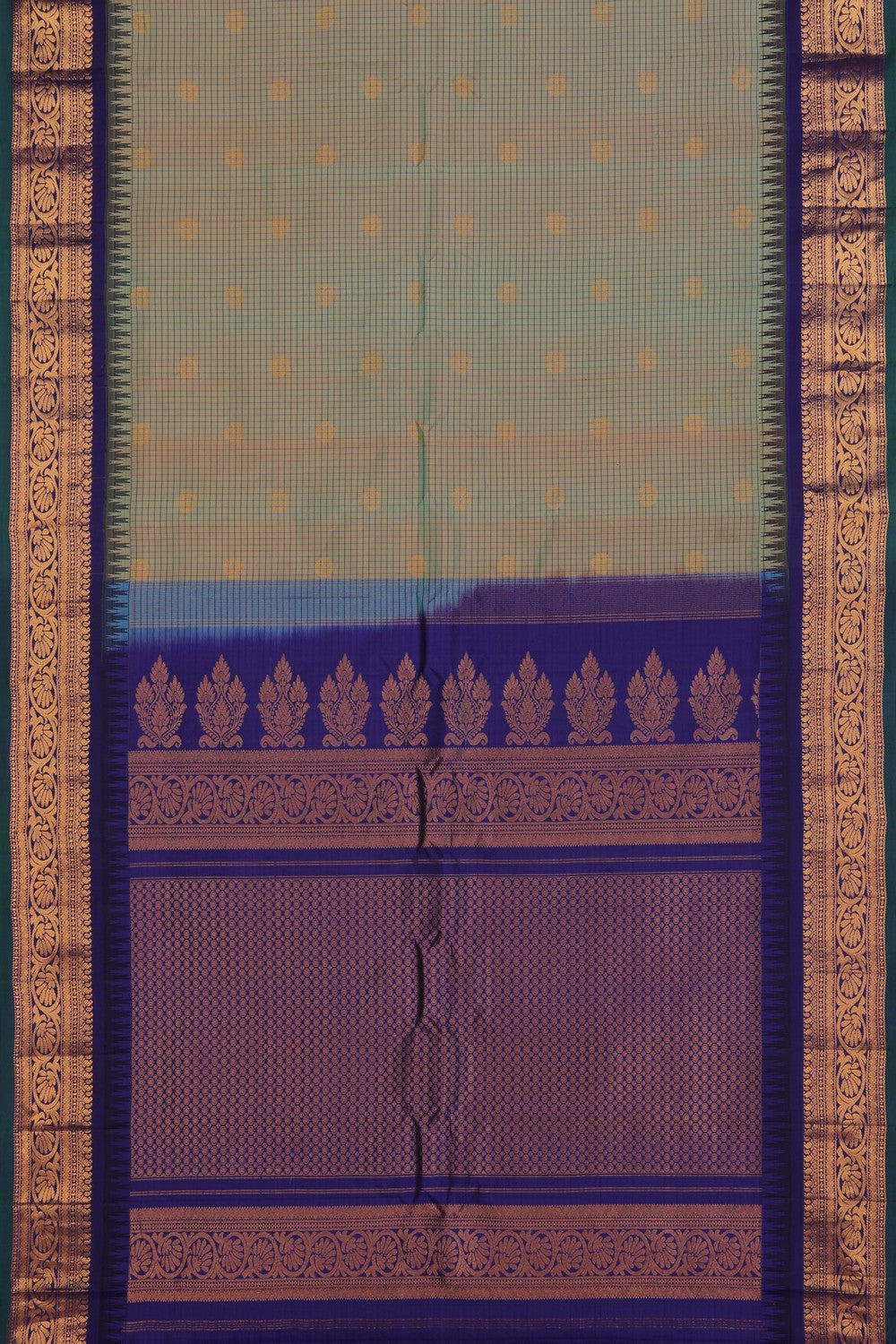 Gadwal Silk Kattam Green Saree