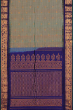 Image of Gadwal Silk Kattam Green Saree