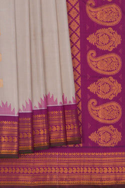 Image of Gadwal Silk Off-White Saree