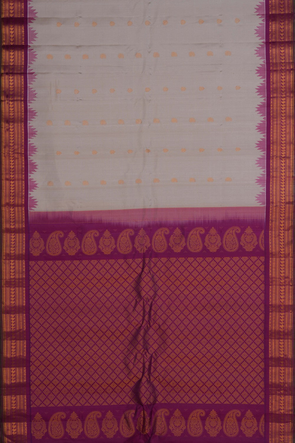 Gadwal Silk Off-White Saree