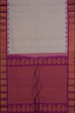 Image of Gadwal Silk Off-White Saree