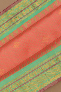 Image of Gadwal Silk Kattam Coral Pink Saree