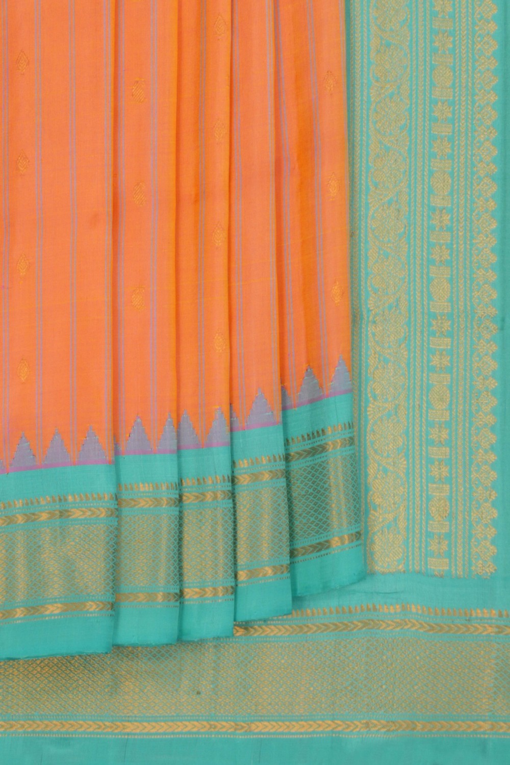 Image of Gadwal Silk Coral Pink Saree