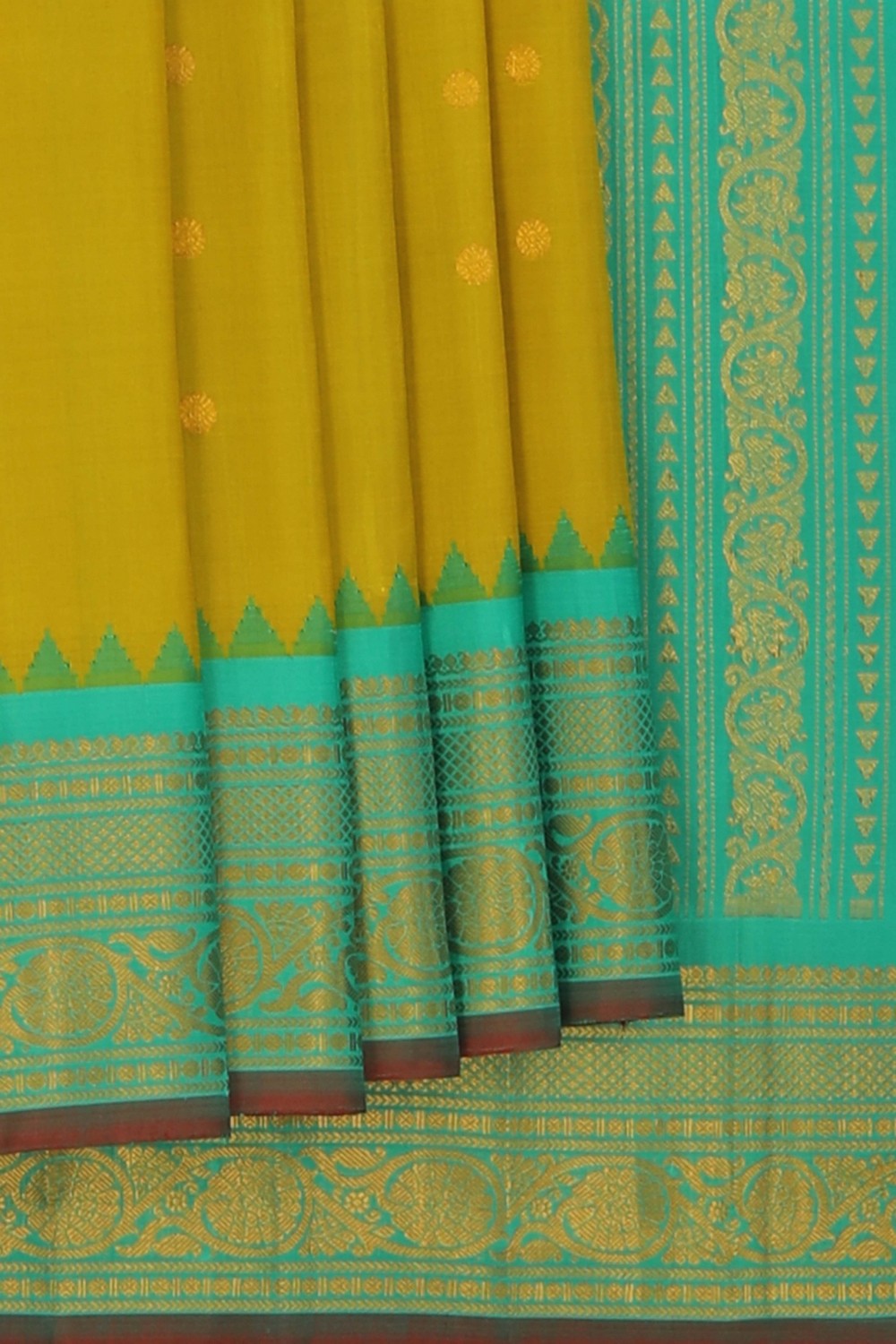 Image of Gadwal Silk Spring Green Saree