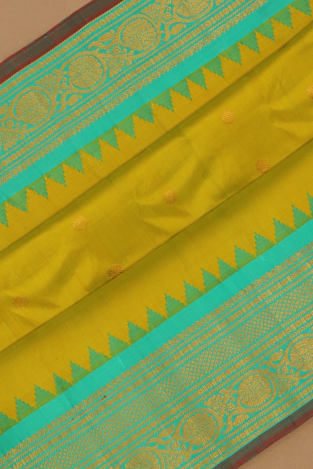 Image of Gadwal Silk Spring Green Saree