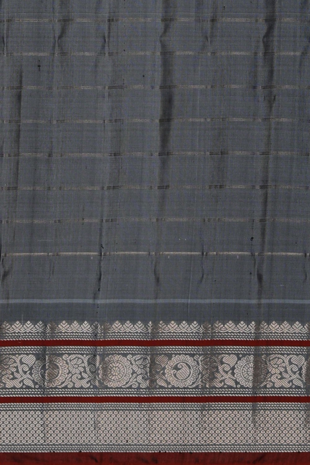 Gadwal Silk Kattam Off-White Saree