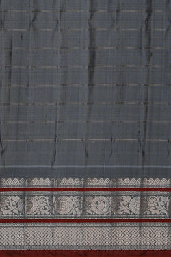 Image of Gadwal Silk Kattam Off-White Saree