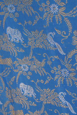 Image of Smoky Blue Brocade Kanchipattu Saree