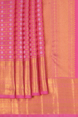 Image of Pink Kattam Kanchi Silk Saree