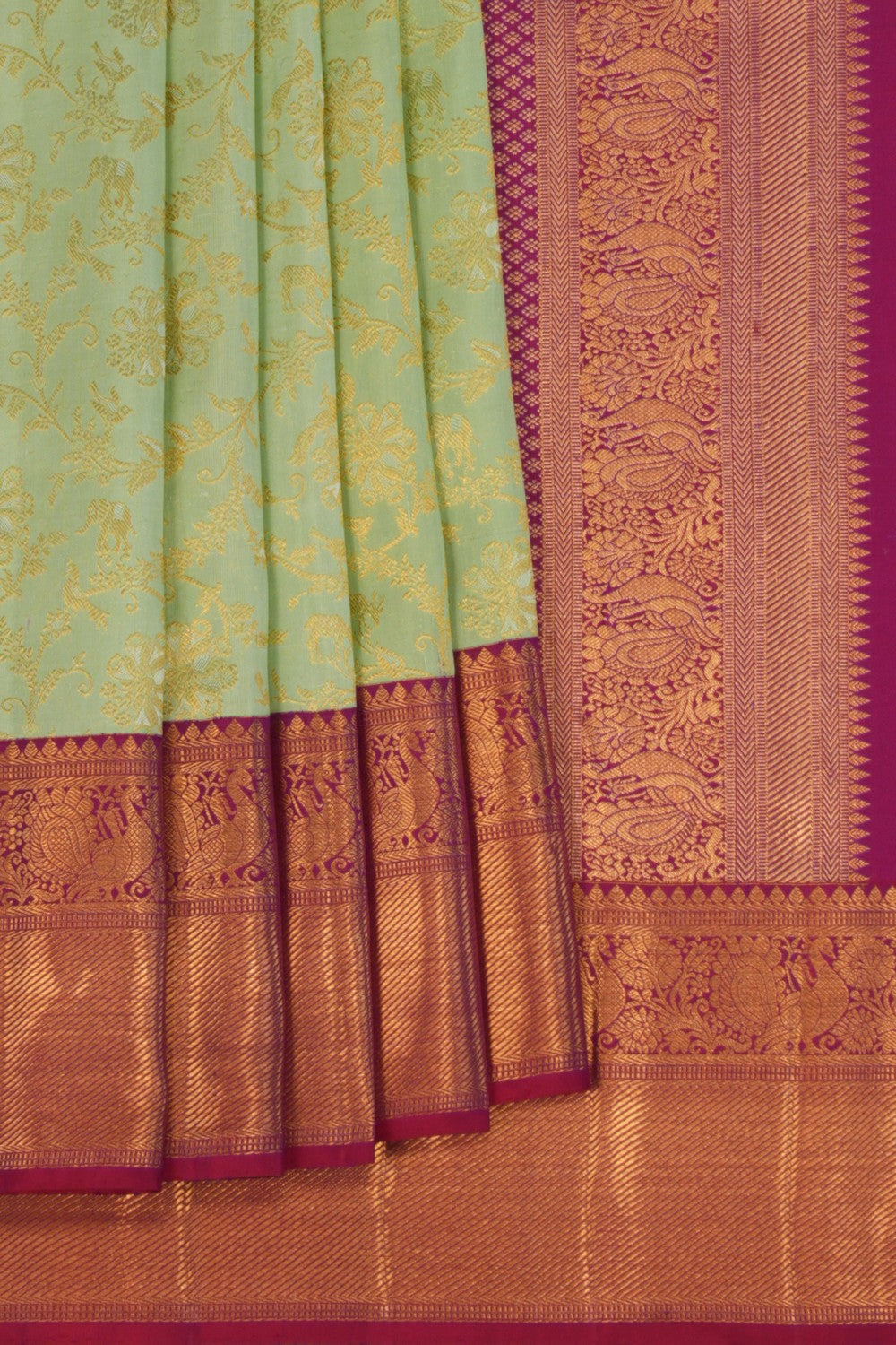 Image of Mint Green Brocade Kanchipattu Saree