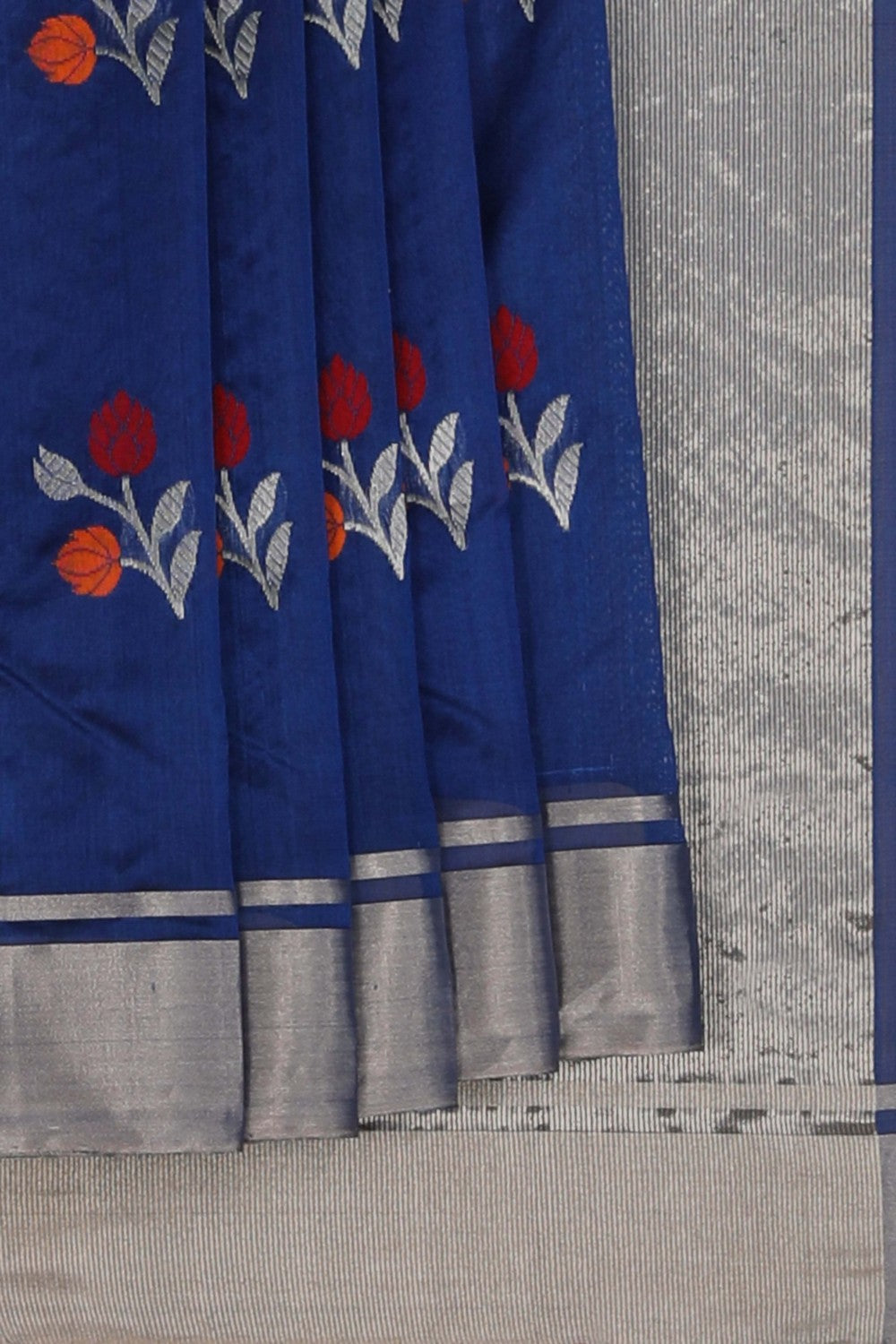 Image of Chanderi Indigo Blue Saree
