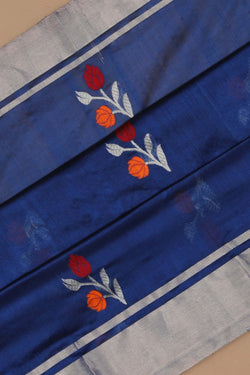 Image of Chanderi Indigo Blue Saree