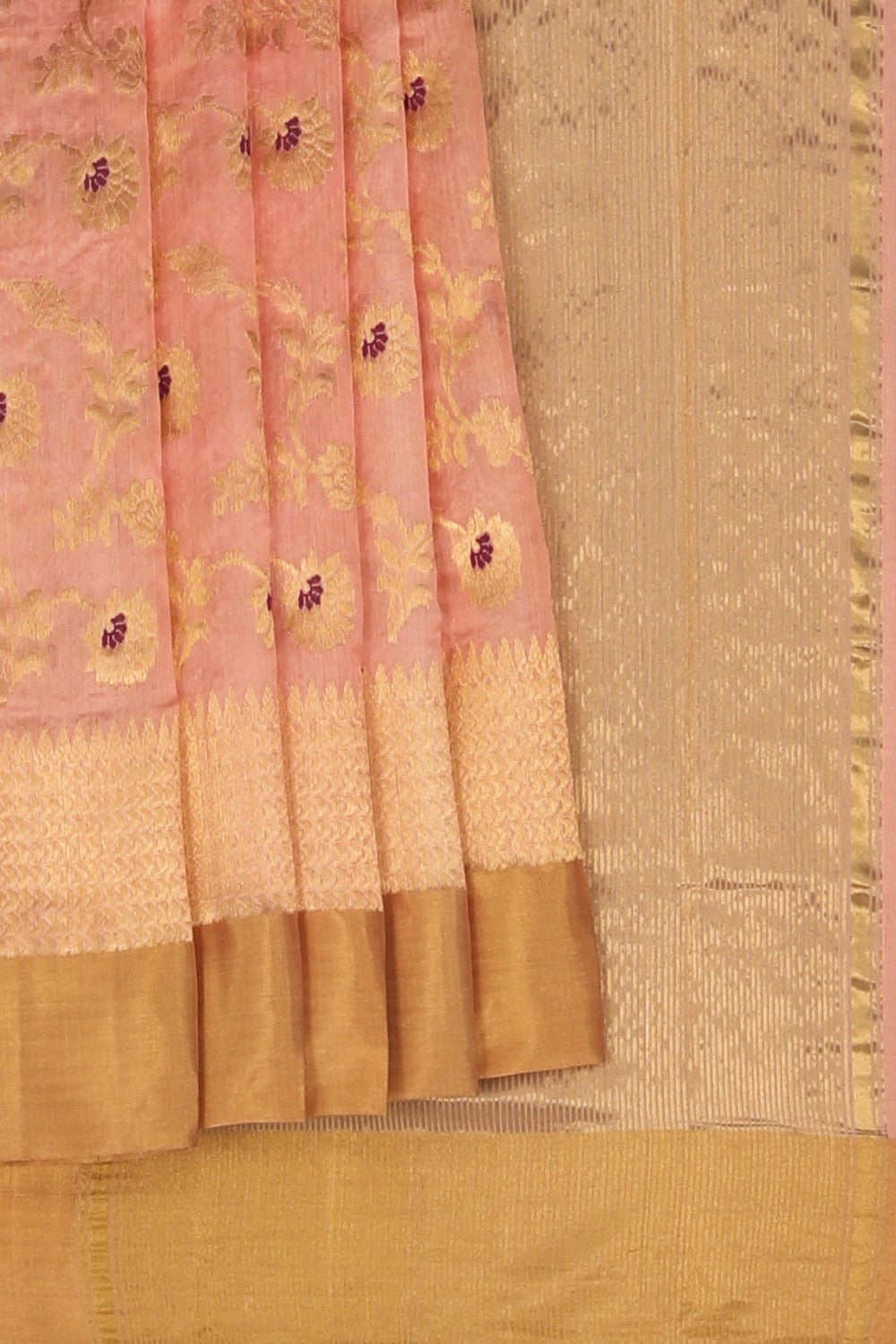 Chanderi Coral Peach Saree