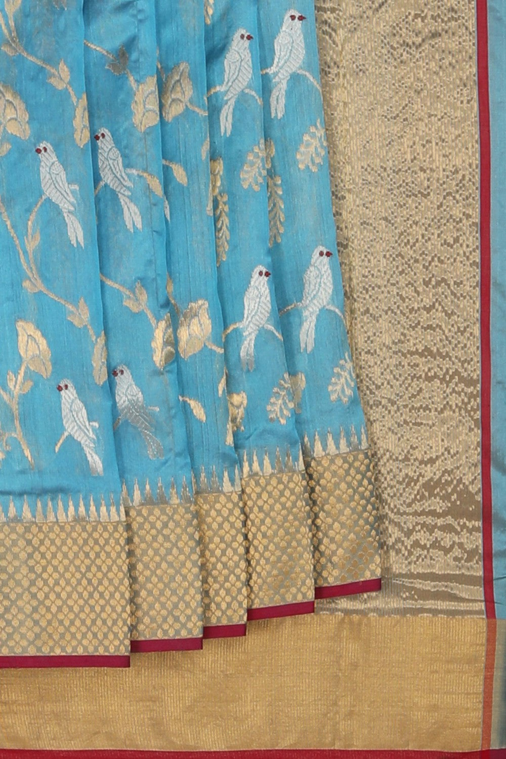 Chanderi Smoky Blue Saree