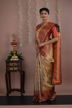 Image of Kanchipattu Brocade Gold Saree