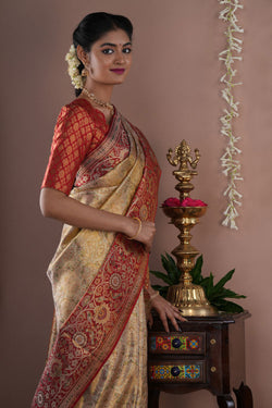 Image of Kanchipattu Brocade Gold Saree