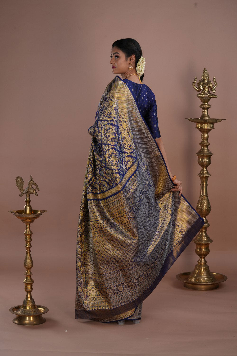 Kanchipattu Tissue Brocade Blue Saree