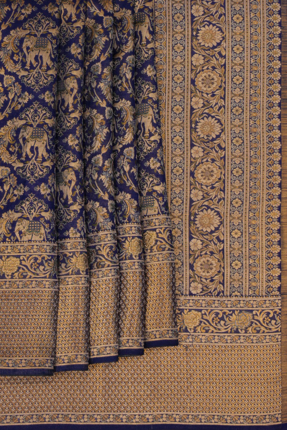 Image of Kanchipattu Tissue Brocade Blue Saree